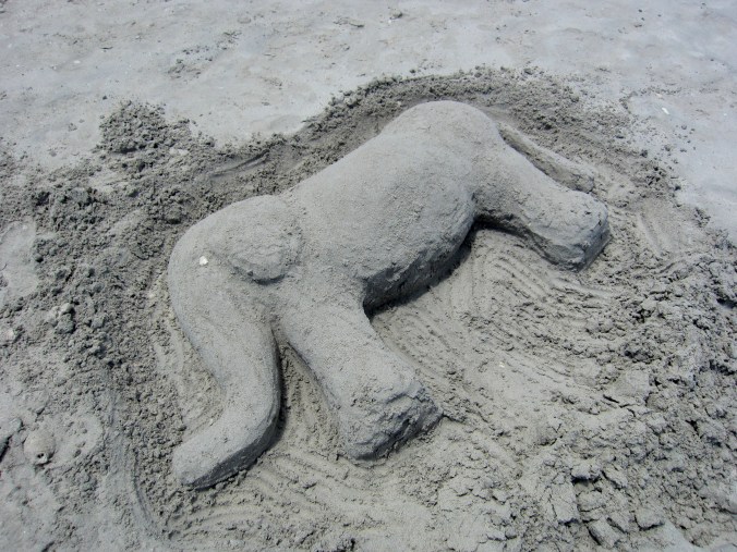 Someone had been hard at work building this adorable elephant in the sand