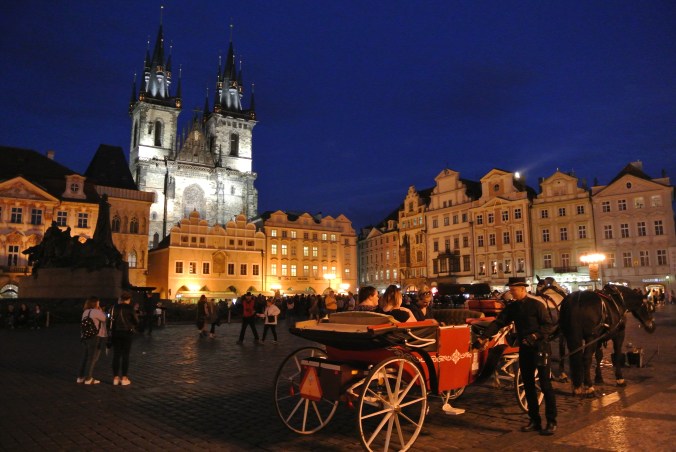 Old Town Square at night